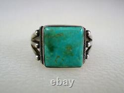 Early Navajo Argent Sterling & Square Turquoise Taille De La Bague 6,25