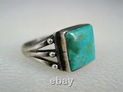 Early Navajo Argent Sterling & Square Turquoise Taille De La Bague 6,25