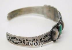 Early Navajo Cerrillos Turquoise Bracelet Fred Harvey Era Coin Argent Pawn Rare