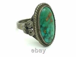Early Navajo Coin Ingot Silver Royston Turquoise Ring