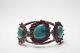 Early Navajo Ingot Harvey Era Argent Vert Turquoise Cuff Bracelet Old Pawn