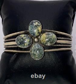 Early Navajo Qualité Turquoise Et Bracelet De Cuff Argent Sterling