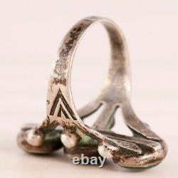 Early Old Pawn Sterling Silver Green Turquoise Sterling Taille De L'anneau 6.75