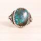 Early Old Pawn Sterling Silver Lone Mountain Turquoise Rain Drops Taille De L'anneau 4.5