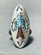 Early Singer Vintage Navajo Turquoise Coral Sterling Silver Anneau Vieux