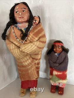 Early Skookum Indian Native American Doll 12avec Papoose Blanket & 7 Doll