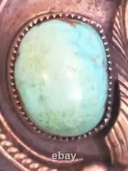 Early Sterling & Turquoise Signé Tom Billy Navajo Taille De La Bague 6