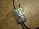 Early Tommy Singer (d.) Navajo Sterling Inlay Turquoise & Coral Chip Bolo Tie