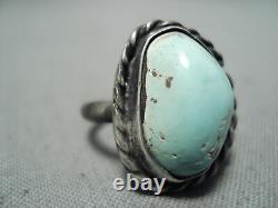 Early Vintage Navajo Bleu Clair Turquoise Sterling Silver Ring