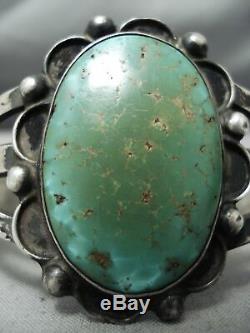 Early Vintage Navajo Royston Turquoise Bracelet En Argent Sterling Vieux