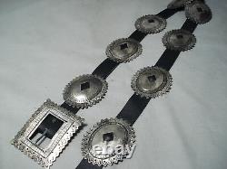 Early Vintage Navajo Sterling Silver Coin Concho Belt