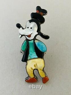 Early Vintage Patsy Spencer Zuni Toons Disney Goofy Inlay Sterling Silver Ring