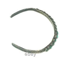 Early Vintage Zuni Petit Point Turquoise Silver Cuff Womens Bracelet-old