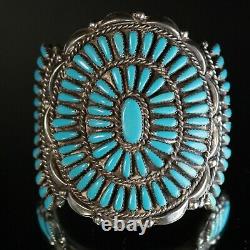 Early Zuni Aiguille Point Turquoise Massive Cuff Bracelet