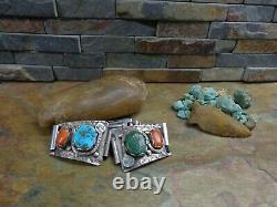 Early Zuni Effie C Sterling Turquoise Coral Snake Watch Conseils Cuff Old Pawn Era