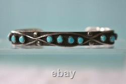 Early Zuni Harvey Era Turquoise Lingot Sterling Silver Turquoise Cuff Bracelet
