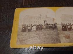 École de la Réserve Pawnee Photo stéréoscopique des Indiens amérindiens Oklahoma OK