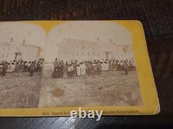 École de la Réserve Pawnee Photo stéréoscopique des Indiens amérindiens Oklahoma OK