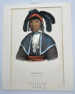 Ensemble 4 Chefs Amérindiens McKenney & Hall Lithographies Rice & Hart années 1840