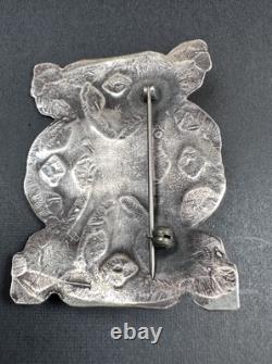 Épingle en argent sterling estampillée Navajo de début des années 1900 avec turquoise en toile d'araignée signée #279