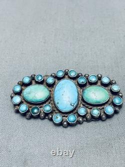 Épingle vintage Navajo en turquoise satellite en argent sterling des années 1900 anciennes