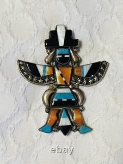 Épinglette broche en argent Knifewing de Lee Edaakie, vintage ancien amérindien Zuni