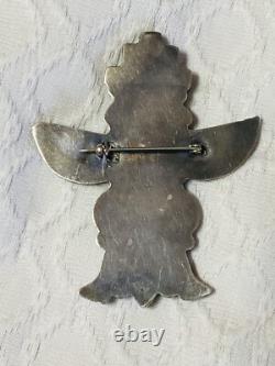 Épinglette broche en argent Knifewing de Lee Edaakie, vintage ancien amérindien Zuni