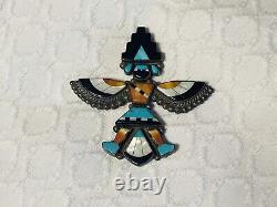 Épinglette broche en argent sterling Zuni Bowman Paywa vintage ancien amérindien