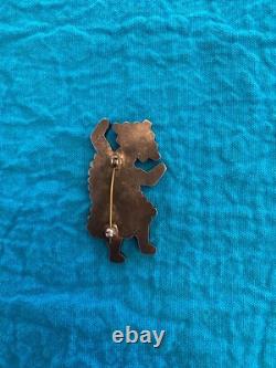 Épinglette broche en argent sterling incrusté Zuni vintage précoce amérindienne Rainbowman