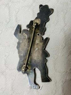 Épinglette broche en argent sterling incrustée Zuni vintage ancienne amérindienne Rainbowman