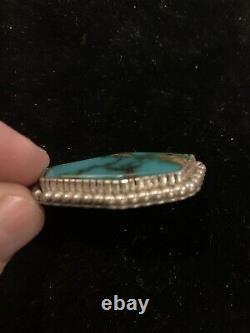 Estate Early Vernon Haskie Post Boucles D’oreilles Sterling Silver Turquoise