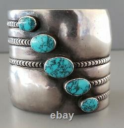 Exceptionnel Premier Vintage Turquoise Navajo Bracelet En Argent Cuff