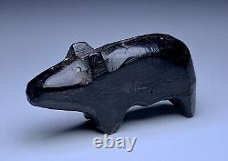 Fétiche d'ours en jet sculpté par un natif zuni précoce de Theodore Kucate (d.)