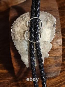 GRAND Bolo Tie en Argent Sterling avec Turquoise Sculptée de Chef Indien Francisco Gomez