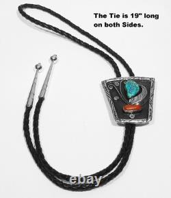 GRANDE ANCIENNE BOUCLE D'AGRAFE NAVAJO SIGNÉE EN ARGENT 925 AVEC TURQUOISE KINGMAN ET CORAIL DES ANNÉES 70