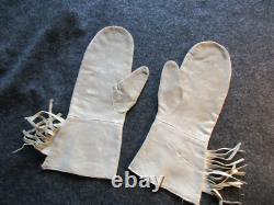 Gants en cuir américains anciens, moufles à gantelet brodées de motifs autochtones, Jour-03212
