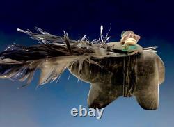 Grand 4 ours en pierre fétiche natif américain Zuni par Teddy Weahkee (d.)