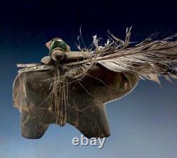 Grand 4 ours en pierre fétiche natif américain Zuni par Teddy Weahkee (d.)