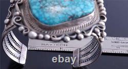 Grande Pierre Naturelle Kingman Turquoise Argent Bracelet Navajo Betta Lee Vn60h