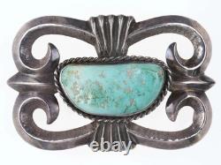 Grande boucle de ceinture en turquoise/argent sterling de style tufa natif américain.
