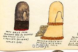 Graphique des Mitaines Amérindiennes, Aquarelle et Encre Originales sur Papier