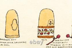 Graphique des Mitaines Amérindiennes, Aquarelle et Encre Originales sur Papier