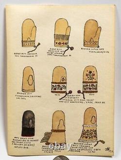 Graphique des Mitaines Amérindiennes, Aquarelle et Encre Originales sur Papier