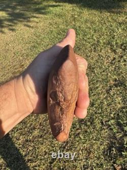 Hache en argile de type lapin à oreilles très rare du Mississippi nord