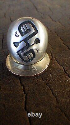 Hopi Anneau Harmonies Mystiques Early And Unsigned Sterling Weighty16.3 G Taille 10,5