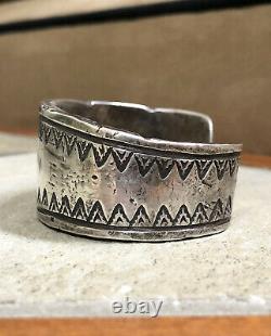 Important Début Des Années 1920 Première Phase Pion Navajo Silver Lingot Cuff Bracelet 122g