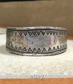 Important Début Des Années 1920 Première Phase Pion Navajo Silver Lingot Cuff Bracelet 122g