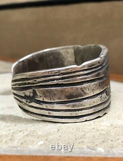 Important Début Des Années 1920 Première Phase Pion Navajo Silver Lingot Cuff Bracelet -131.5g