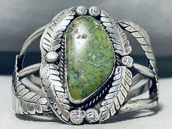 Important Early Damale Turquoise! Bracelet en argent sterling Navajo vintage