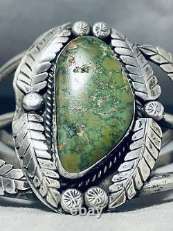 Important Early Damale Turquoise! Bracelet en argent sterling Navajo vintage